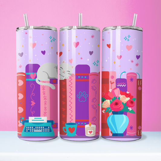 Cat & Books Tumbler