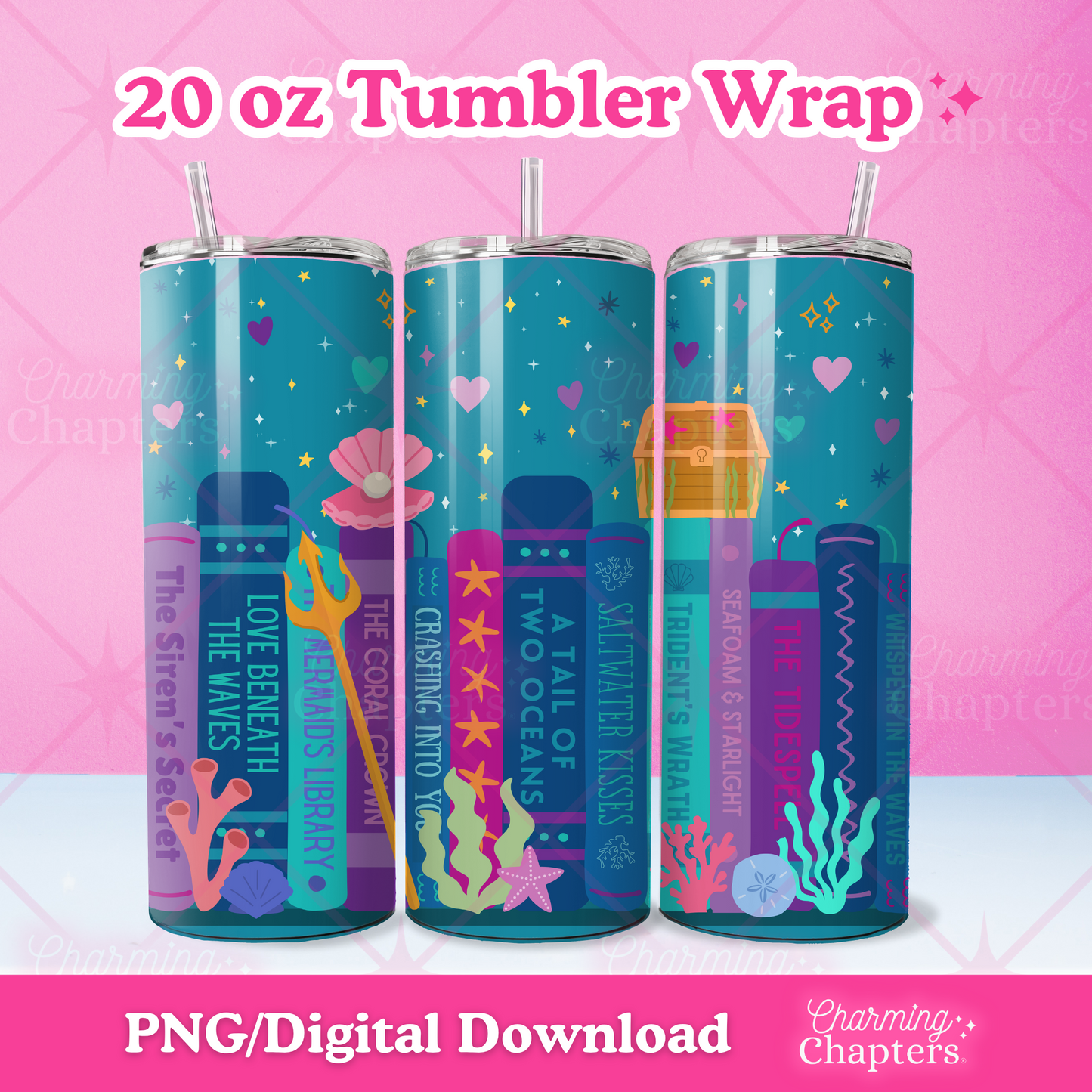 Mermaid Bookshelf 20 oz Tumbler Wrap