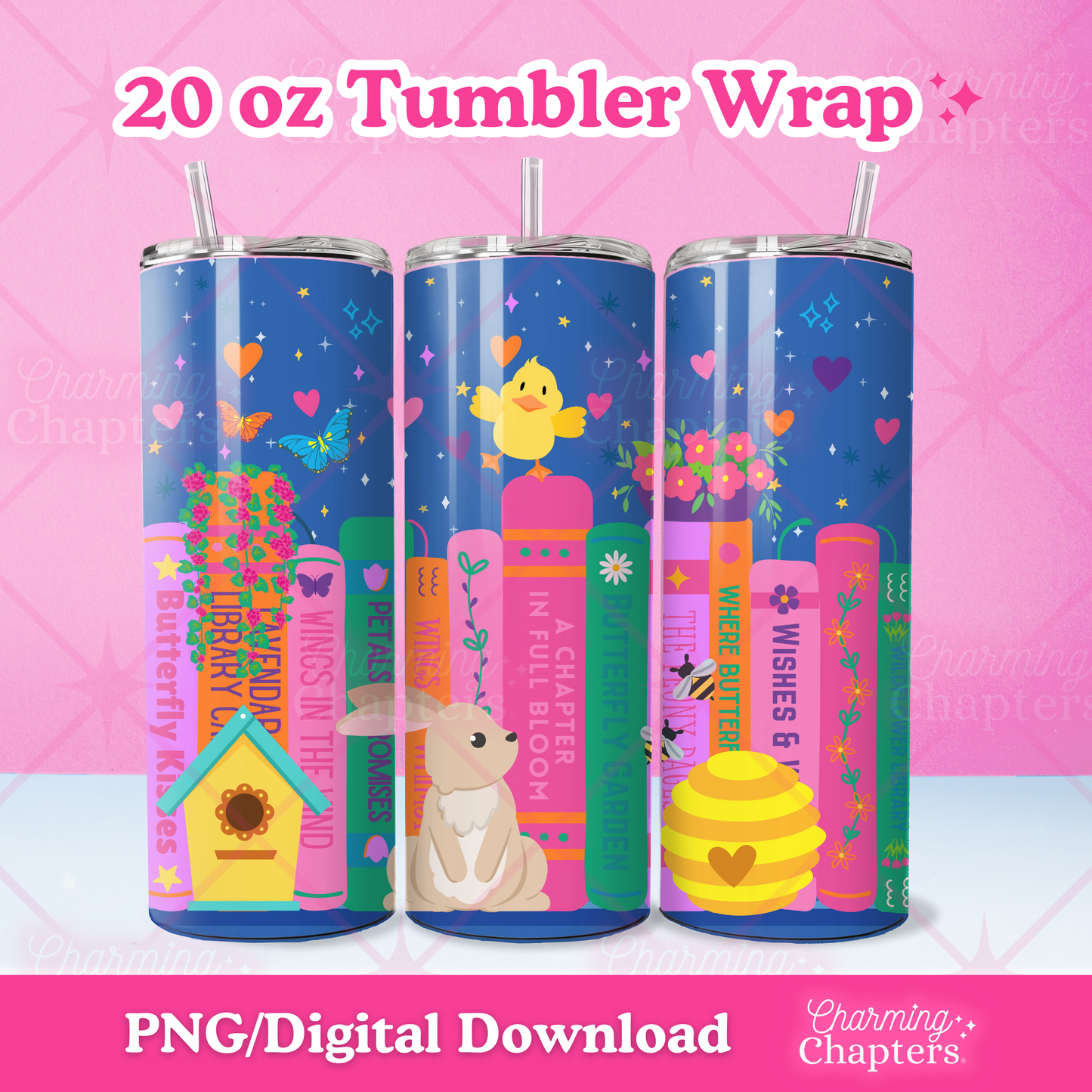 Spring Bookshelf 20 oz Tumbler Wrap
