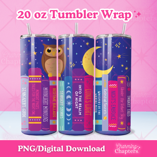 Late Night Reader Bookshelf Tumbler Wrap