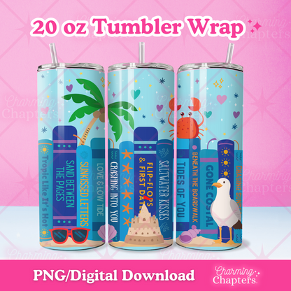 Beach Reads Bookshelf 20 oz Tumbler Wrap