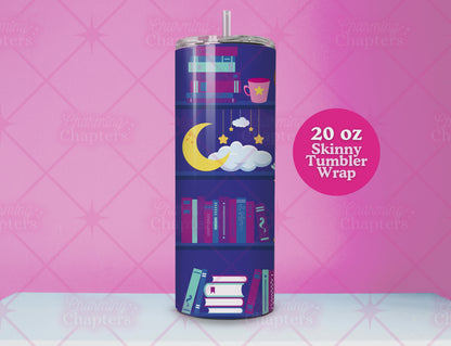 Late Night Reader Bookshelf Tumbler Wrap