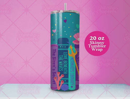 Mermaid Bookshelf 20 oz Tumbler Wrap