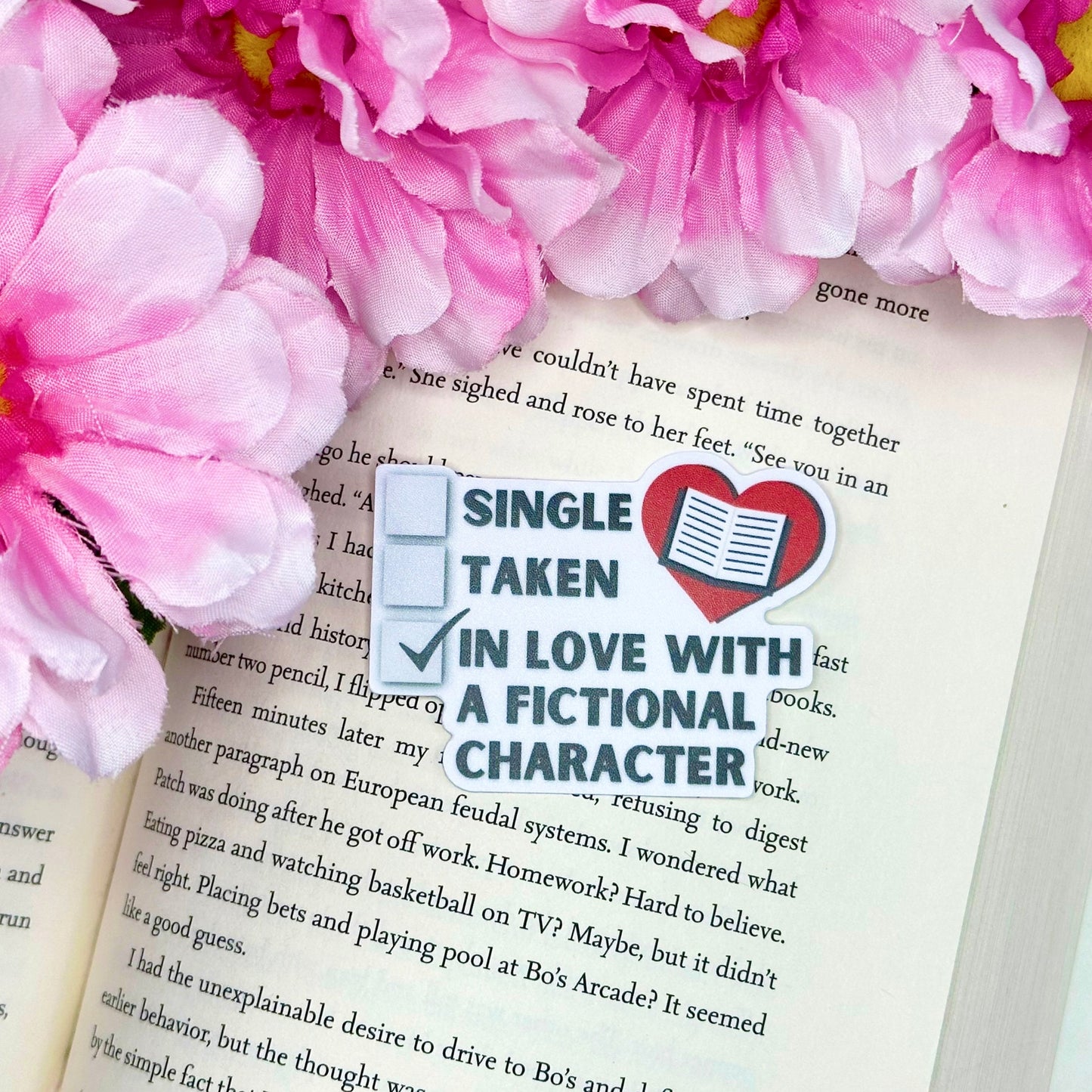 In Love with a Fictional Character Sticker, Book Club Sticker, Vinyl Sticker, Bookish Sticker, Bookish Vinyl Decal, Romance Reader Sticker