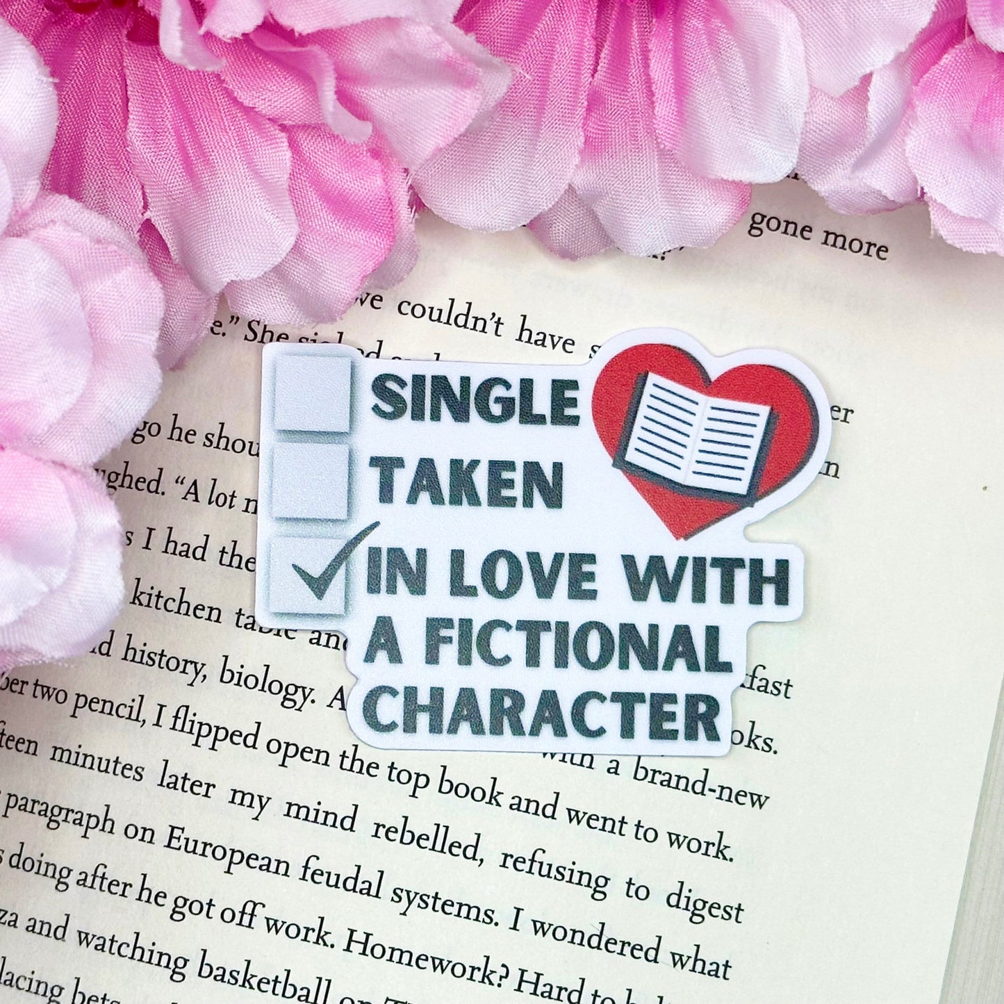 In Love with a Fictional Character Sticker, Book Club Sticker, Vinyl Sticker, Bookish Sticker, Bookish Vinyl Decal, Romance Reader Sticker