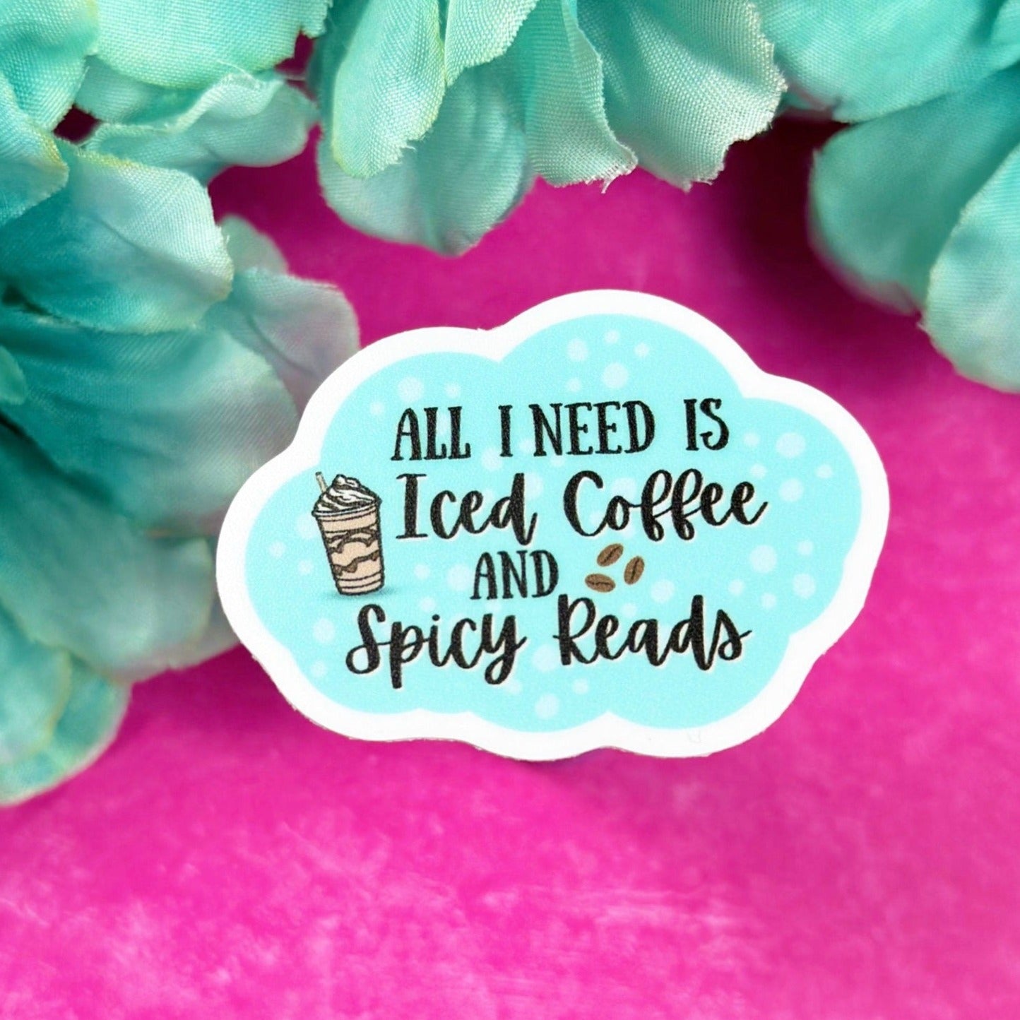 Spicy Reads Sticker, Book Club Sticker, Bookish Vinyl Decal, Kindle Sticker, Book Lover Gift, Romance Reader Decal, Iced Coffee Sticker